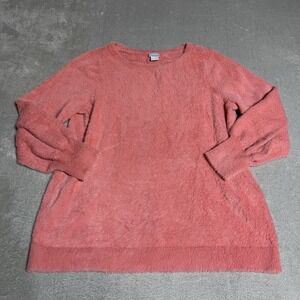Chicos‎ Top Womens Large Pink Fuzzy Long Sleeve Sweater Soft Cozy